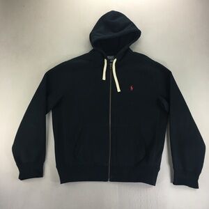 Polo Ralph Lauren Full Zip Black Hoodie Men's Size L Large Blue Label Red Pony